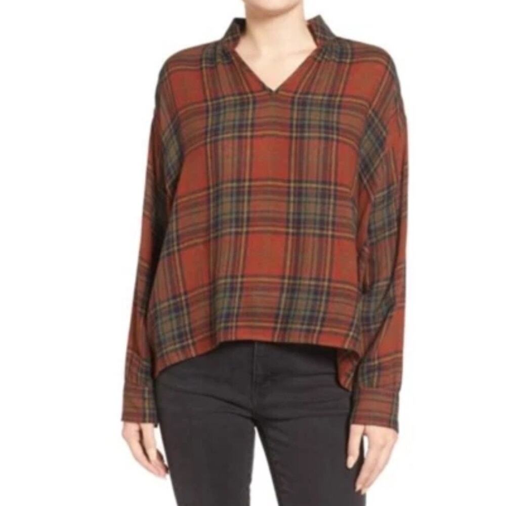 Madewell Chestnut Plaid Highroad Popover Shirt Sz XS
